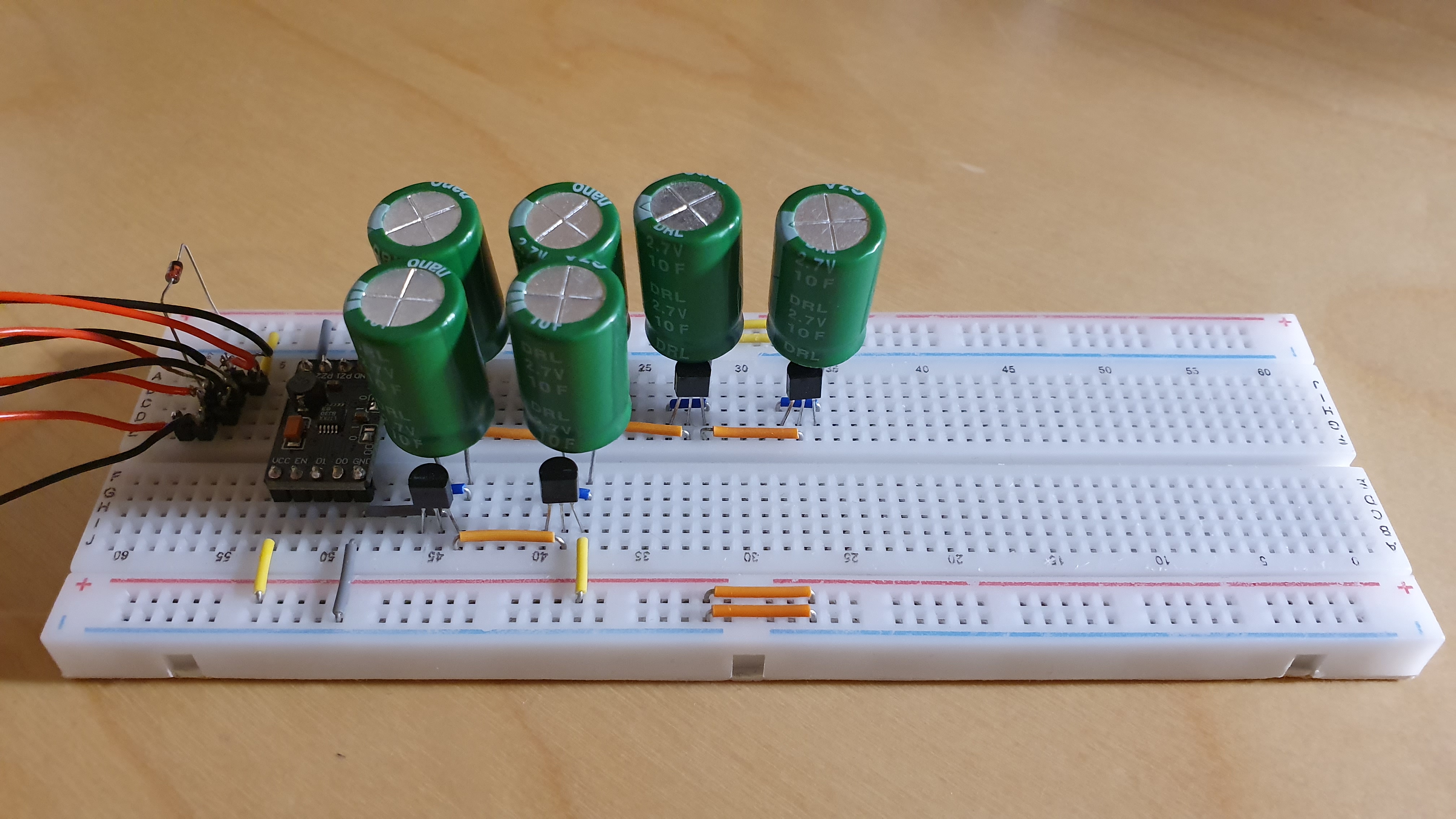 Energy harvester with 3.3 V output and supercapacitors